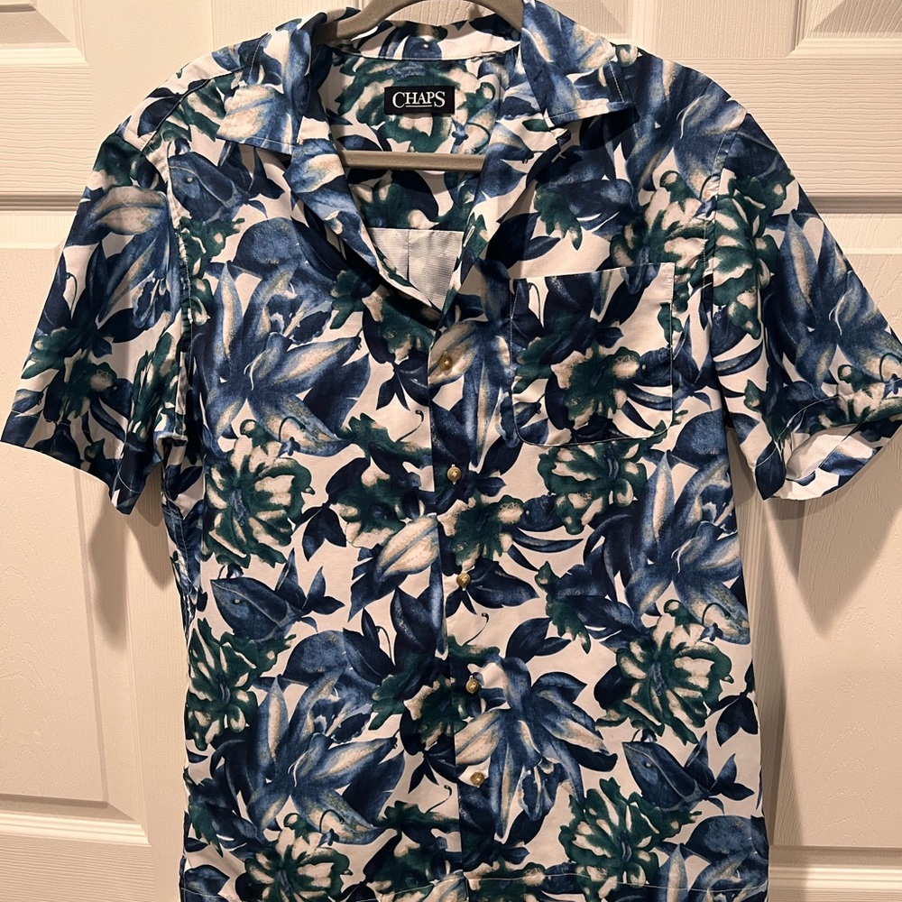 Chaps Navy and White Floral Men's Shirt